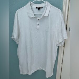 MICHAEL KORS MENS Stretch Cotton Polo Shirt White with silver buttons XXL